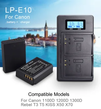 LP-E10 LPE10 LP E10 аккумулятор для камеры Canon EOS 1100D 1200D 1300D 2000D 4000D Rebel T3 T5 T6 KISS X50 X70 Батарея E10 Часть