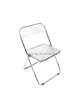Прозрачный стул Современный минималистичный Домашний обеденный стул с сетчатой красной вставкой, Акриловый Складной стул, Фотостул из магазина одежды