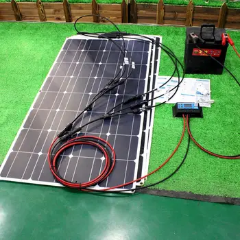 комплект гибких солнечных панелей 12 В мощностью 100 Вт 200 Вт 300 Вт с солнечным контроллером для лодки автомобиля RV и зарядного устройства