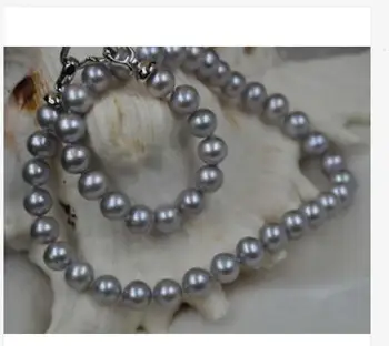 9-10 мм круглое серебристо-серое жемчужное ожерелье из южного моря 18 дюймов