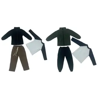 Мужская флисовая куртка 3x 1/6 и футболка Брюки Миниатюрная одежда Костюм для 12 дюймовых фигурок Аксессуары для кукольных моделей