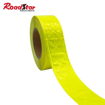 Roadstar флуоресцентный желтый ромб блестящие призматические светоотражающие ленты ПВХ предупреждающая лента пришить на сумку одежда отражатель