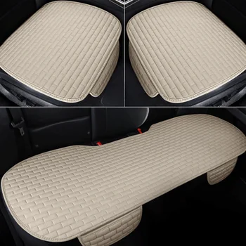 Чехол для автокресла спереди/сзади, льняная подушка для защиты сиденья, чехлы для автомобильных сидений, коврик для защиты автомобильных сидений