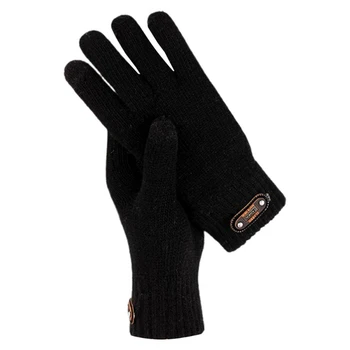1 пара мужских перчаток, зимние вязаные перчатки с сенсорным экраном на эластичной шерстяной подкладке, теплые велосипедные перчатки для путешествий, мужские перчатки