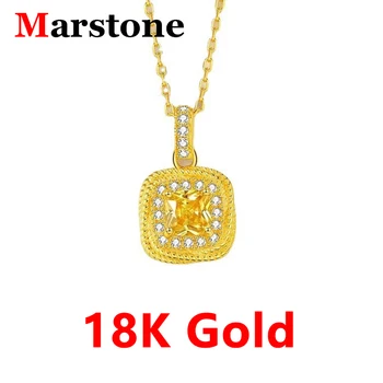 Ожерелье из кубического сахара из золота 18 карат Au750, Женская подвеска, ювелирные изделия для женщин, цепочка из желтого золота, ожерелье