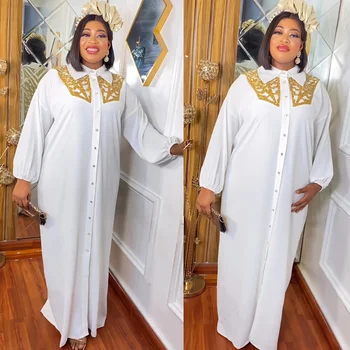 Африканские Платья для Женщин Мусульманская Мода Boubou Abayas Халат Дашики Анкара Наряды С Блестками Платья Кафтан Макси Платье Большого Размера