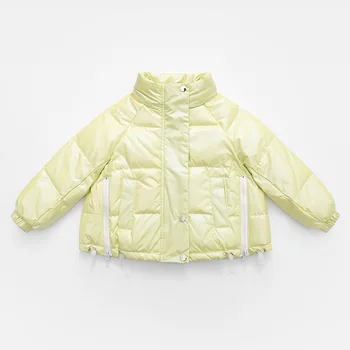 Детская куртка на белом утином пуху для детей от 4 до 11 лет, Зимние пальто для девочек, Однотонная простота, сохраняющая тепло, Милая Детская Верхняя одежда, Одежда Hw68