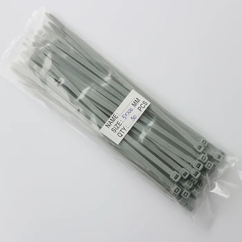 50шт серый цвет самоблокирующийся пластиковый нейлоновый галстук кабельная стяжка крепежное кольцо 5X200 кабельная стяжка застежка-молния обертывает ремень нейлон