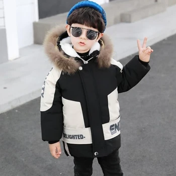 Пальто для мальчиков, куртка, хлопчатобумажная верхняя одежда, ветрозащита 2023, Очаровательная теплая зимняя школьная спортивная детская одежда из плотного бархата