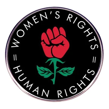 Права женщин - это права человека, Феминистская эмалевая булавка с мультяшным цветком розы, значок женской моды, забавная креативная брошь для одежды