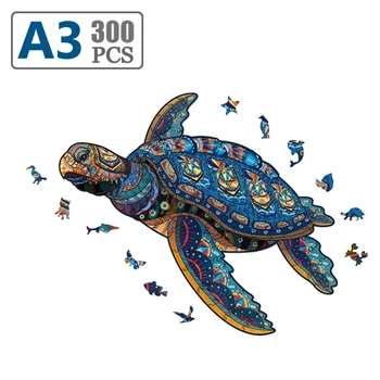 Красочная морская черепаха, Деревянный пазл, Персонализированный 3D пазл Для взрослых и детей, Подарочная форма, Набор игрушек, Интерактивная игра Toys A24