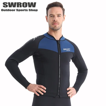 Мужской водолазный костюм из неопрена толщиной 1,5 мм, куртка для серфинга с разрезом, с длинным рукавом, на молнии спереди, для водных видов спорта, парусного спорта, серфинга, дайвинга
