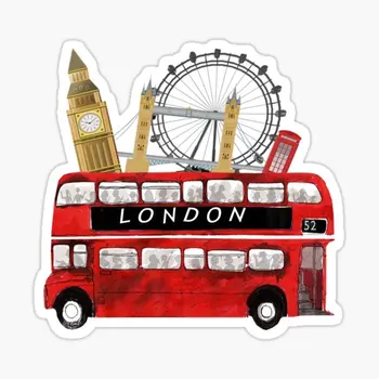 Лондонский автобус, 5 шт., наклейки для мультяшных бутылок с водой, детские украшения из аниме, забавный принт, наклейки на стены комнаты, наклейки для ноутбука, декор для багажа