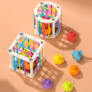 Игра по сортировке разноцветных фигурных блоков, обучающие игрушки Монтессори для детей, подарок Бебе на День рождения, обучающие игрушки для детей