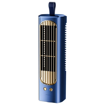 Бесшумный кондиционер с циркуляцией воздуха под углом 90 °, портативный напольный настольный вентилятор без лопастей синего цвета