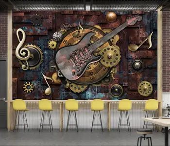 beibehang Пользовательские ретро металлические музыкальные ноты, гитара, фотообои для бара, спальня, гостиная, фон для телевизора, обои, фон для KTV