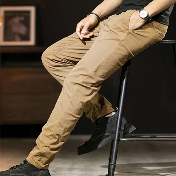 Повседневные брюки-карго Мужские Прямые Высококачественные Брюки для мужчин в стиле милитари 2023, Новая весенняя мужская одежда
